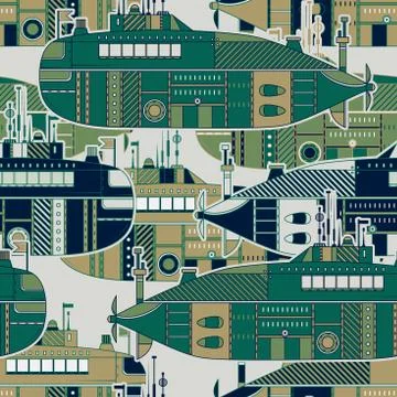 Seamless pattern with submarine. Stock Illustration