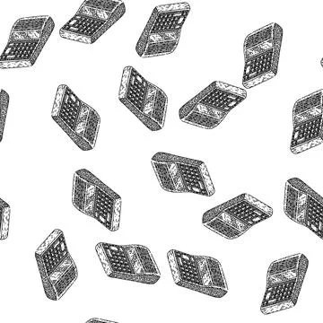 Seamless pattern subtraction calculator sketch hand drawn Illustrazione stock