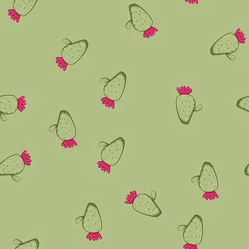 Seamless pattern succulent cactus cartoon vector Stock Illustration