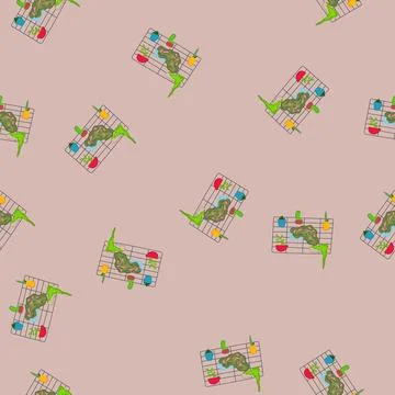 Seamless pattern succulents indoor vertical garden cartoon vector Stock Illustration