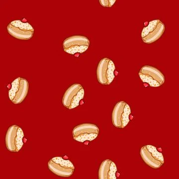 Seamless pattern sufganiyot hanukkah doughnut cartoon vector Stock Illustration