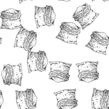 Seamless pattern sugar bag sketch hand drawn Stock Illustration
