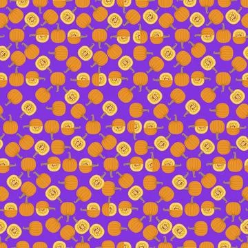 Seamless pattern Sugar Pie Pumpkins. Flat Stock Illustration