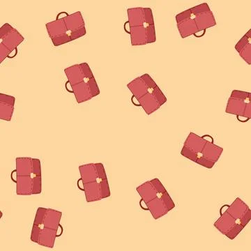 Seamless pattern suitcase briefcase leather cartoon vector Stock Illustration