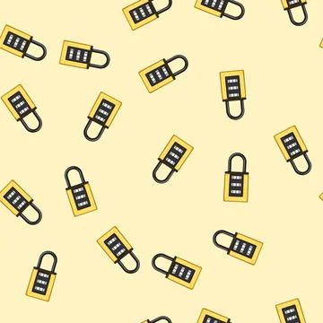 Seamless pattern suitcase luggage lock cartoon vector Stockillustratie