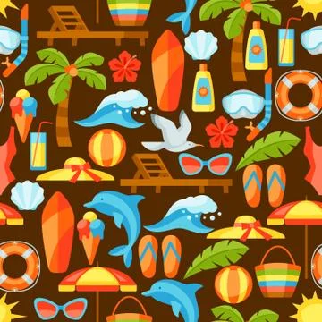Seamless pattern with summer and beach objects. イラスト素材