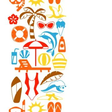 Seamless pattern with summer and beach objects. Stock Illustration