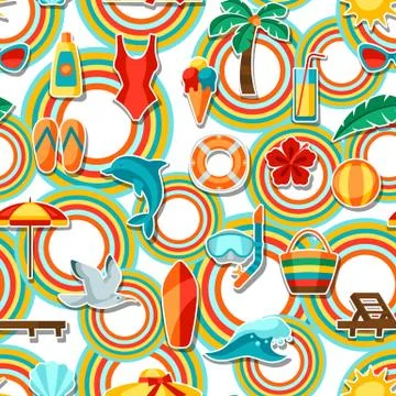 Seamless pattern with summer and beach objects. イラスト素材