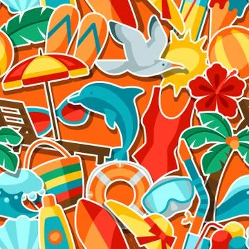 Seamless pattern with summer and beach objects. イラスト素材