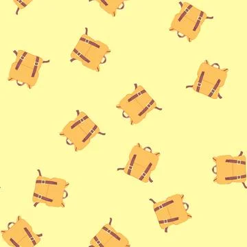 Seamless pattern summer backpack camp cartoon vector Stock Illustration