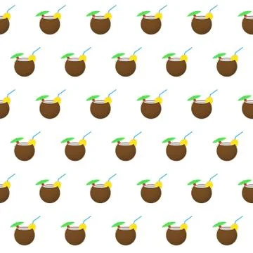 Seamless pattern summer beach cocktail in coconut background with template 스톡 일러스트