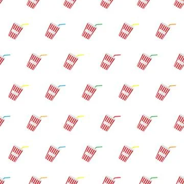 Seamless pattern summer beach cold drinks background with template in swatche Stock Illustration