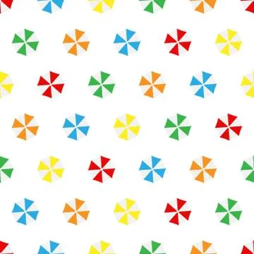 Seamless pattern summer beach different colors umbrellas background Stock Illustration