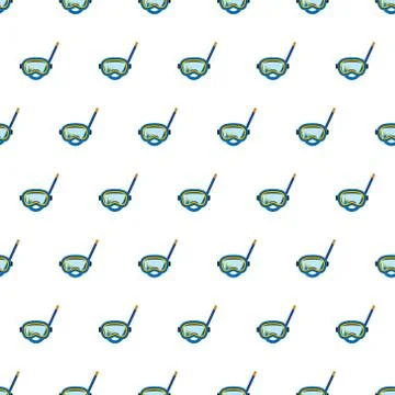 Seamless pattern summer beach diving mask and tube background with template i Stock Illustration