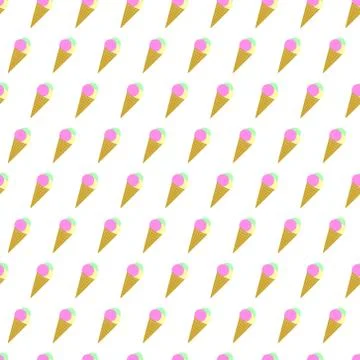Seamless pattern summer beach ice cream cone background with template Stock Illustration