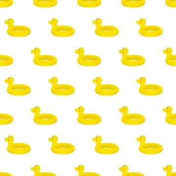 Seamless pattern summer beach inflatable duck background with template Stock Illustration