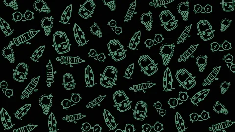 Seamless Pattern of Summer Beach Items with Sunglasses and Bottles Stock Footage 321640413