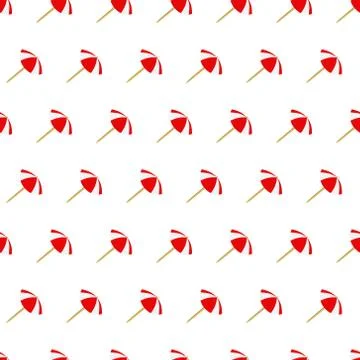 Seamless pattern summer beach umbrella background with template in swatches Stock Illustration