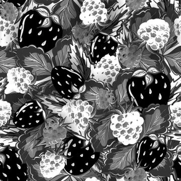 Seamless pattern with summer berries, vector illustration Illustrazione stock