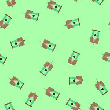 Seamless pattern summer bird house cartoon vector Stock Illustration