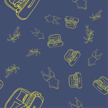 Seamless pattern with summer contour elements. Stock Illustration