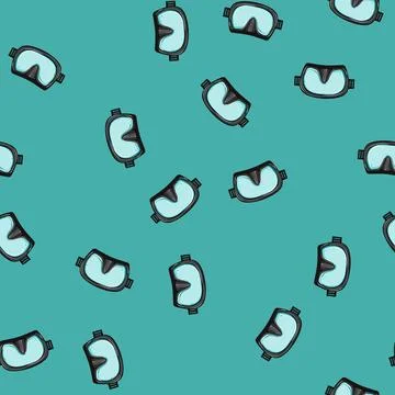 Seamless pattern summer diving mask cartoon vector 库存插图