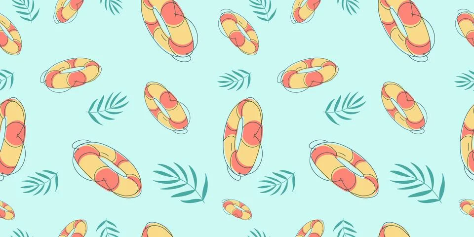 Seamless pattern with summer elements on blue background Иллюстрация