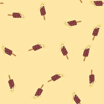 Seamless pattern summer fallen ice cream cartoon vector Stock Illustration