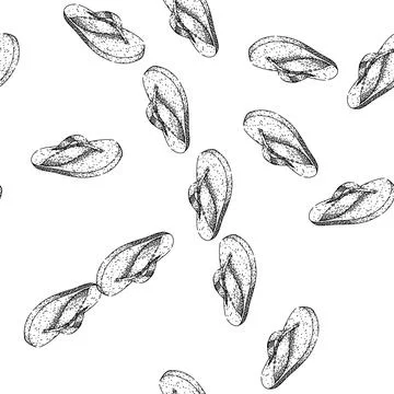 Seamless pattern summer flip flops sketch hand drawn Stock Illustration