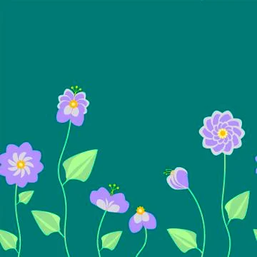 Seamless Pattern with Summer Flowers in Green Palette Colors Stock Illustration