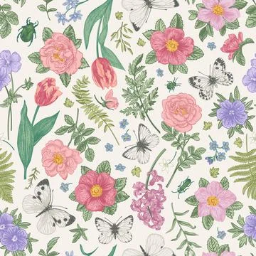 Seamless pattern. Summer flowers. 库存插图