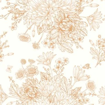 Seamless pattern with summer flowers. Illustrazione stock