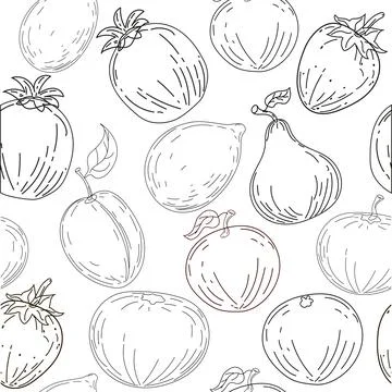 Seamless pattern summer fruits. Hand drawing sketch fruits Stock Illustration