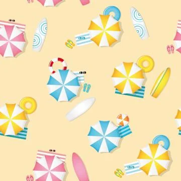 Seamless pattern summer holiday on the beach Stock Illustration