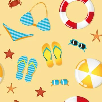 Seamless pattern summer holiday beach utensils Stockillustratie