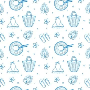 Seamless pattern with summer holiday elements Stock Illustration