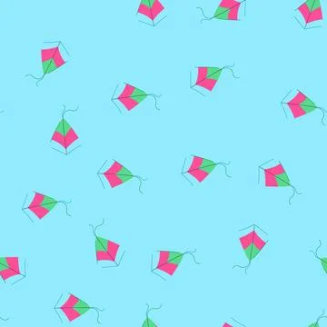 Seamless pattern summer kite cartoon vector Stock Illustration