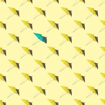 Seamless pattern of summer mockup with many yellow beach or cocktail umbrella Stock Photos