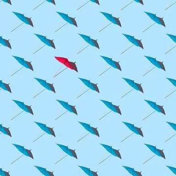 Seamless pattern of summer mockup with many blue beach or cocktail umbrellas  Stock Photos