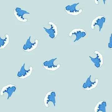 Seamless pattern summer ocean waves cartoon vector 스톡 일러스트