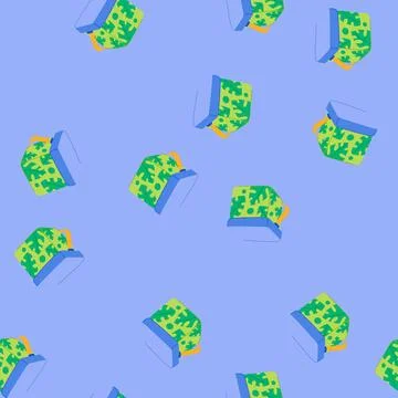 Seamless pattern summer picnic basket cartoon vector Stock Illustration