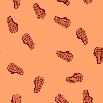 Seamless pattern summer steak grill cartoon vector Stock Illustration