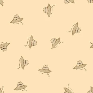 Seamless pattern summer straw hat cartoon vector 库存插图