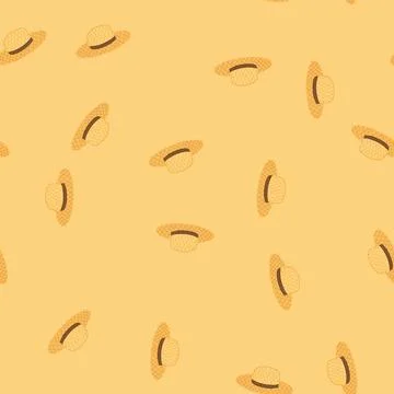 Seamless pattern summer straw hat cartoon vector イラスト素材