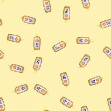 Seamless pattern summer sun cream cartoon vector 库存插图