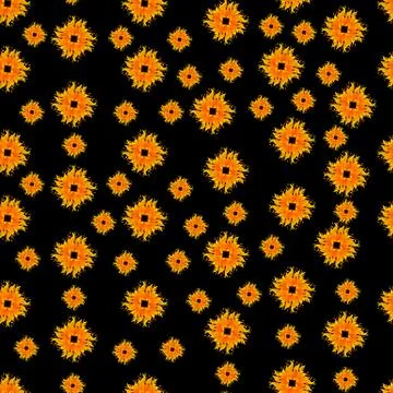 Seamless Pattern with Summer Sun Shapes. Vector Illustration on a black backg Illustrazione stock