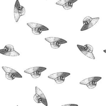 Seamless pattern summer sunhat sketch hand drawn Stock Illustration