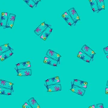 Seamless pattern summer swimsuit men cartoon vector Stock Illustration