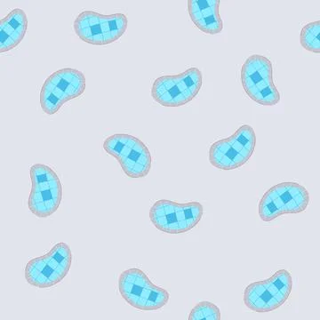 Seamless pattern summer top view pool cartoon vector Stock Illustration