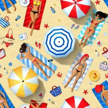 Seamless pattern with summertime illustration Stock Illustration
